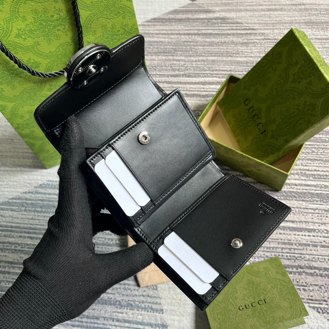 GUCCI MINI WALLET 11 IN BLACK CALFSKIN