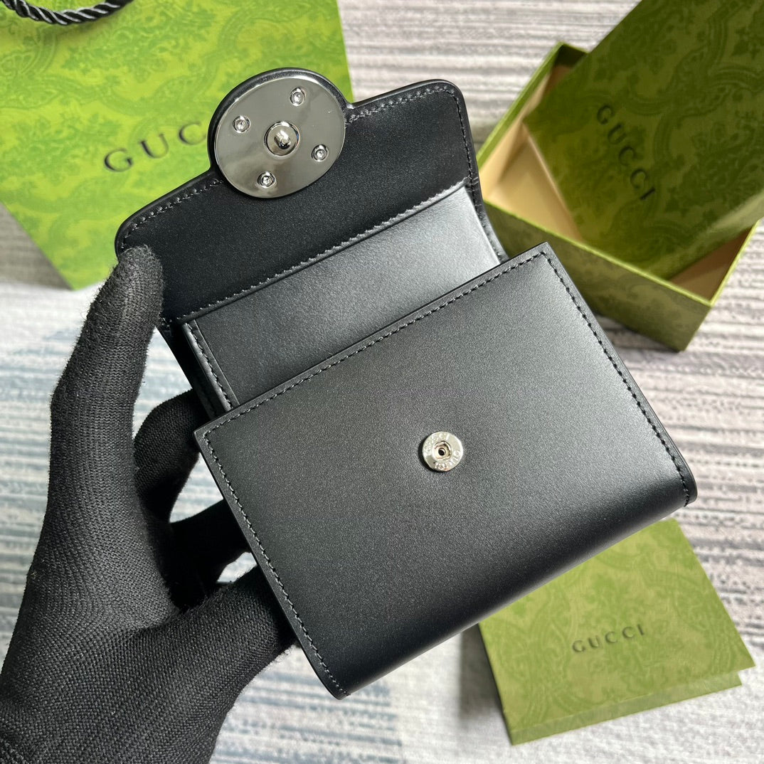 GUCCI MINI WALLET 11 IN BLACK CALFSKIN