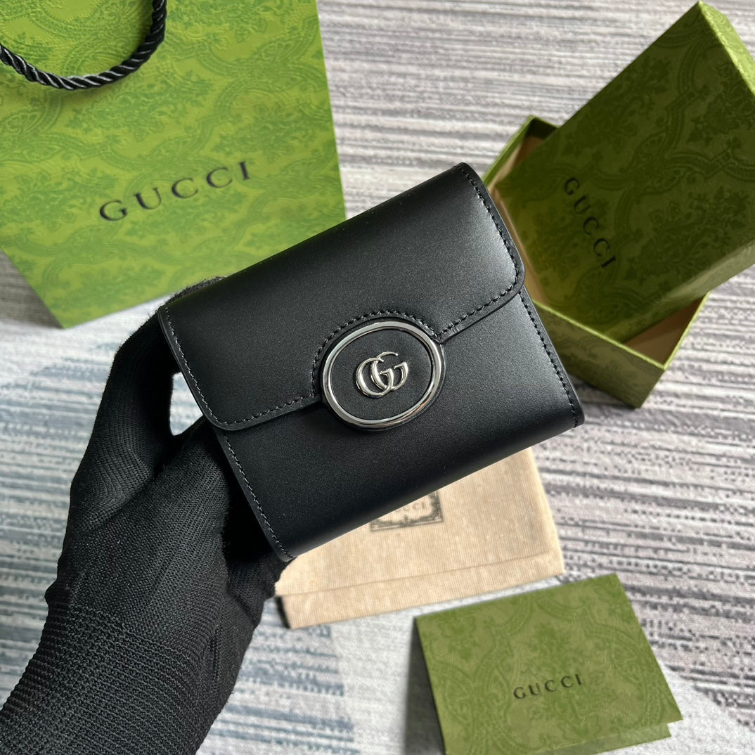 GUCCI MINI WALLET 11 IN BLACK CALFSKIN