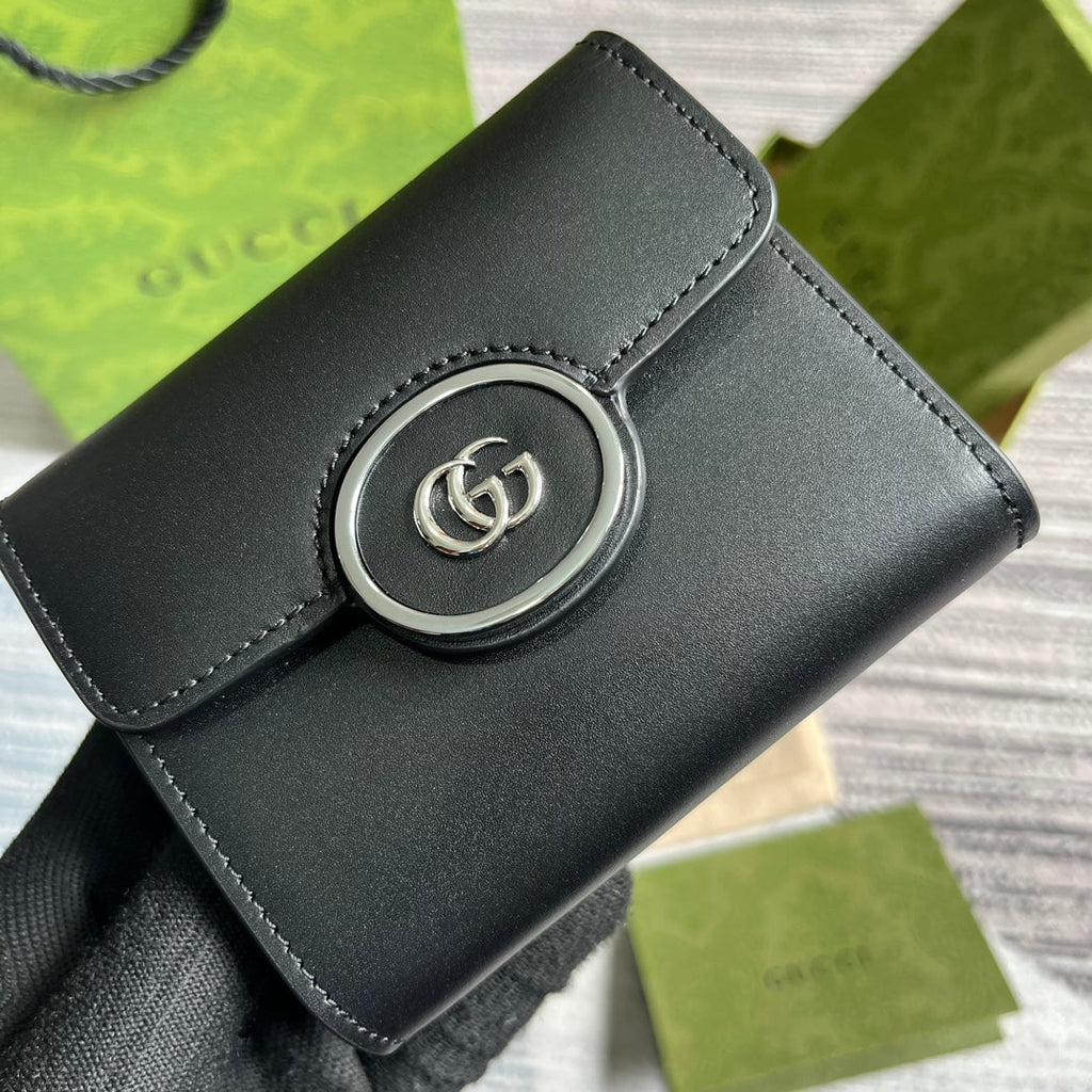 GUCCI MINI WALLET 11 IN BLACK CALFSKIN