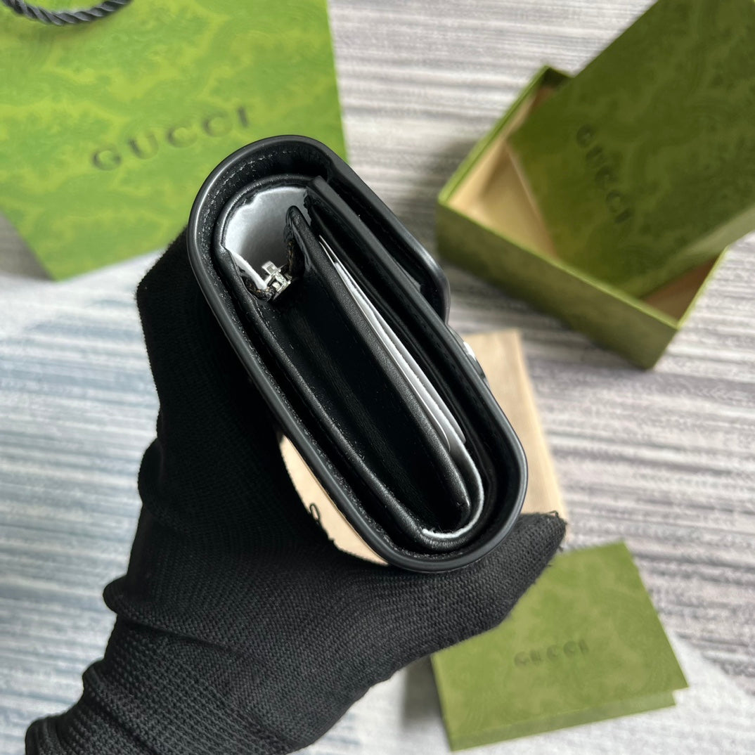 GUCCI MINI WALLET 11 IN BLACK CALFSKIN