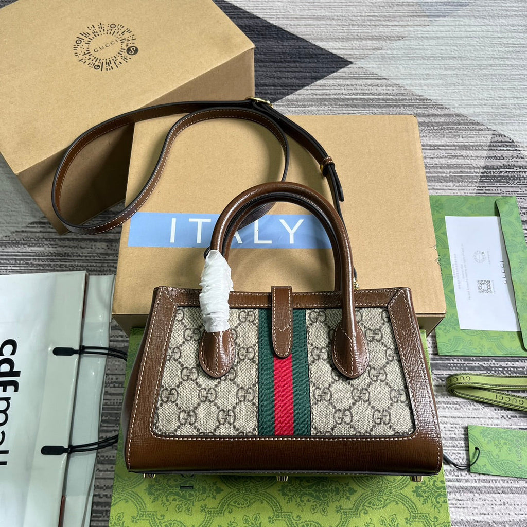 GUCCI JACKIE 1961 SMALL 24 TOTE BAG BEIGE AND EBONY CANVAS