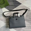 GUCCI BRIEFCASE 40 WITH INTERLOCKING G BLACK CANVAS