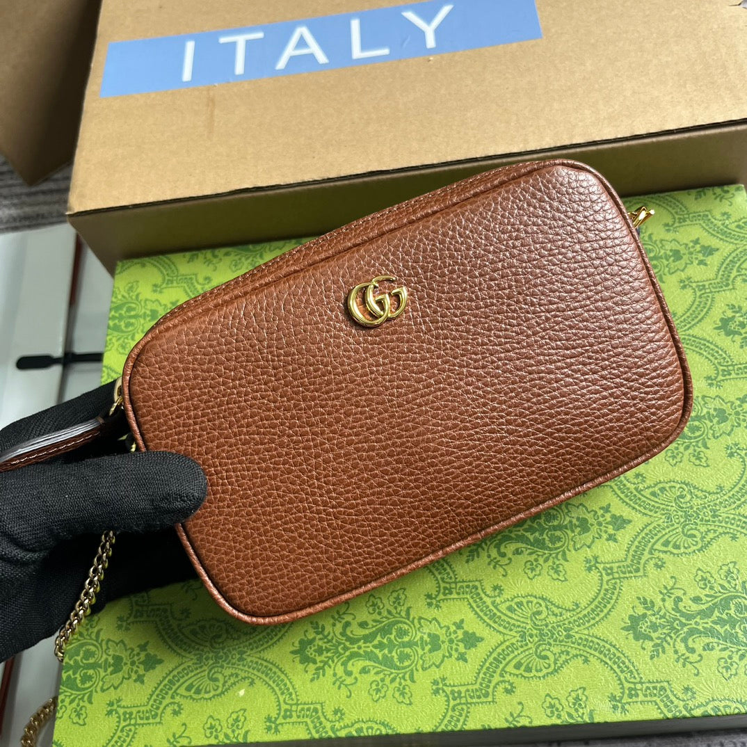 GUCCI MARMONT MINI 18 BAG IN CINNAMON BROWN CALFSKIN
