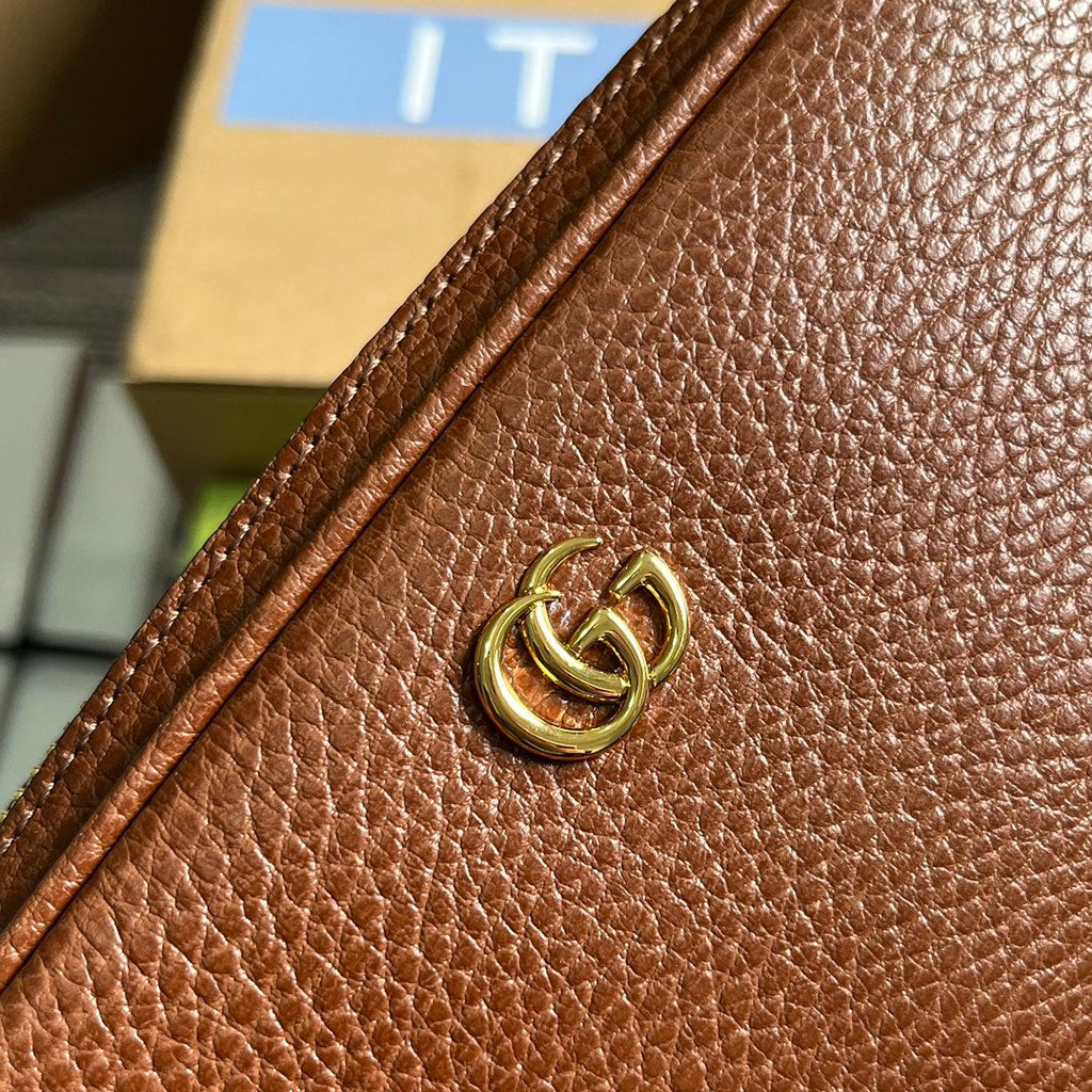 GUCCI MARMONT MINI 18 BAG IN CINNAMON BROWN CALFSKIN