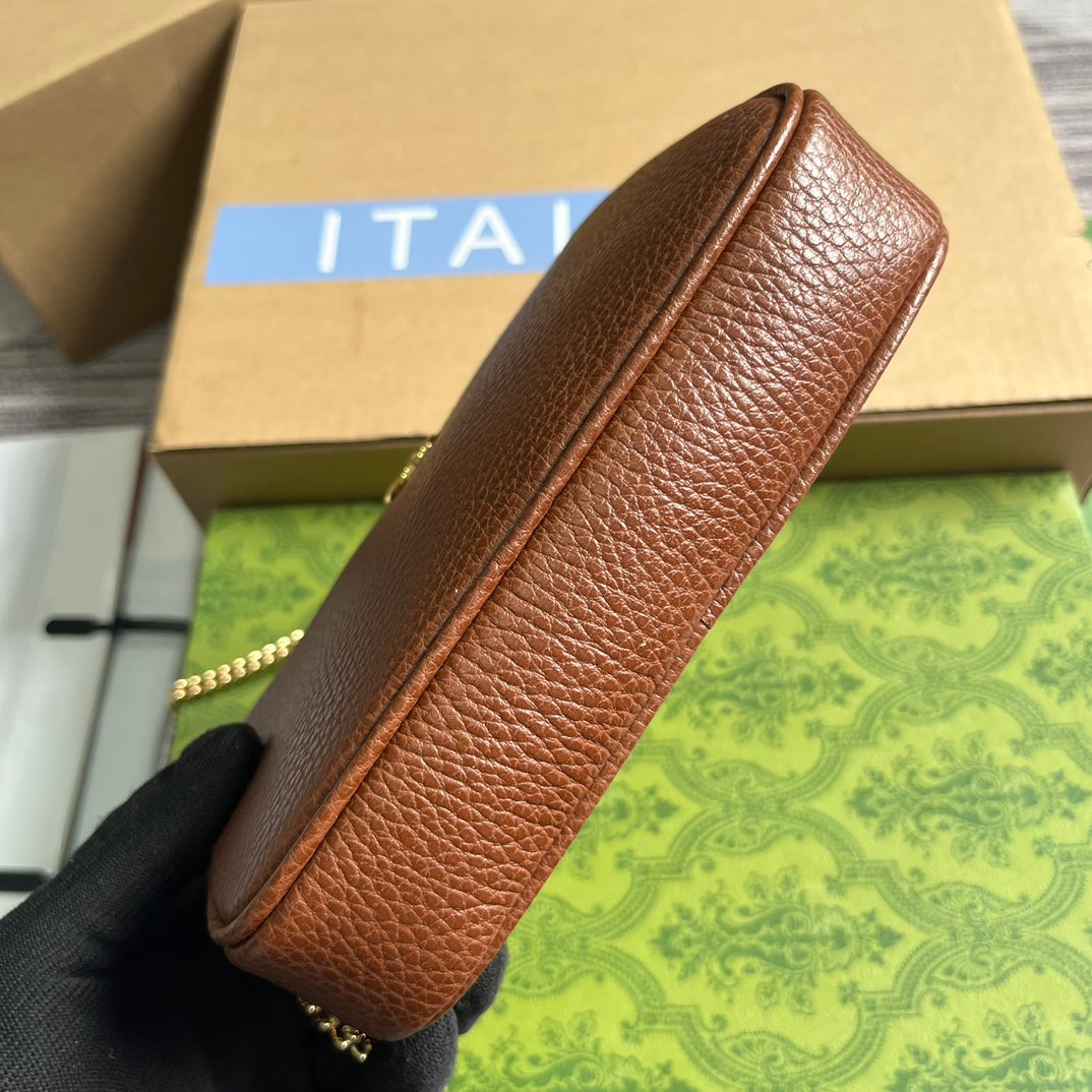 GUCCI MARMONT MINI 18 BAG IN CINNAMON BROWN CALFSKIN
