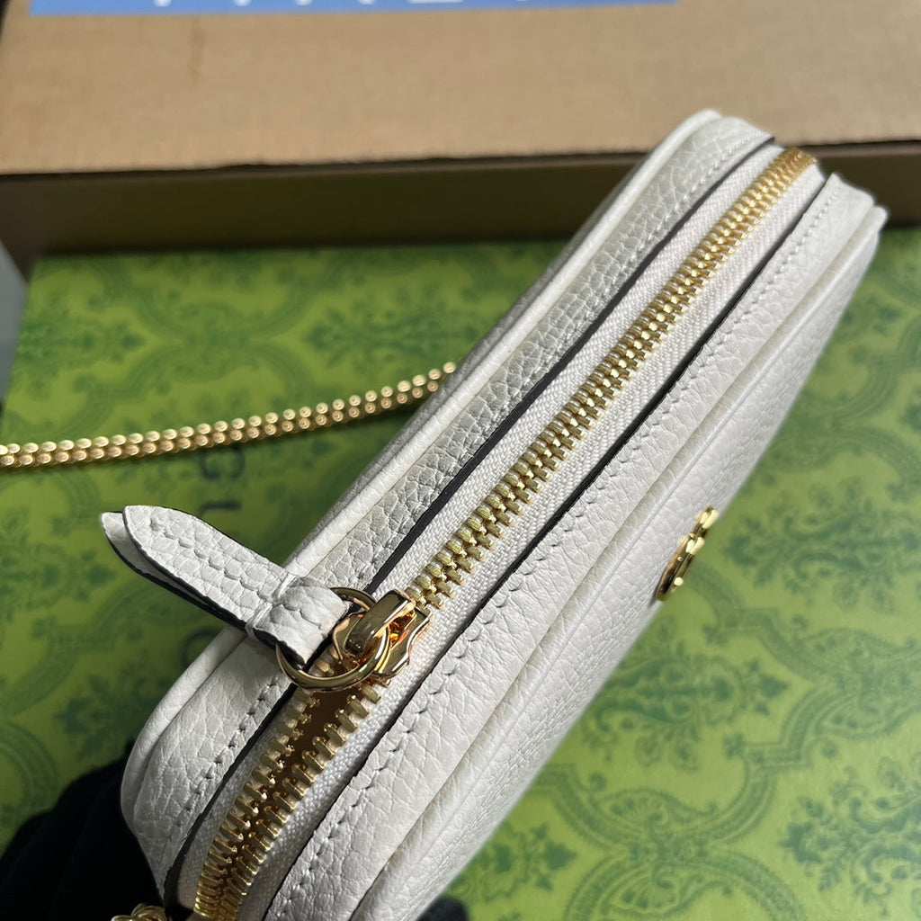 GUCCI MARMONT MINI 18 BAG IN WHITE CALFSKIN