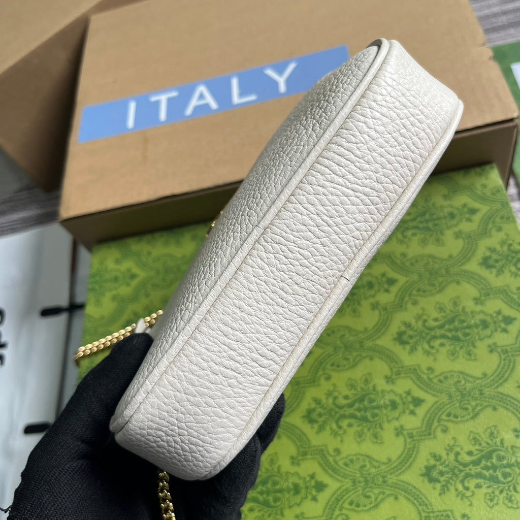 GUCCI MARMONT MINI 18 BAG IN WHITE CALFSKIN