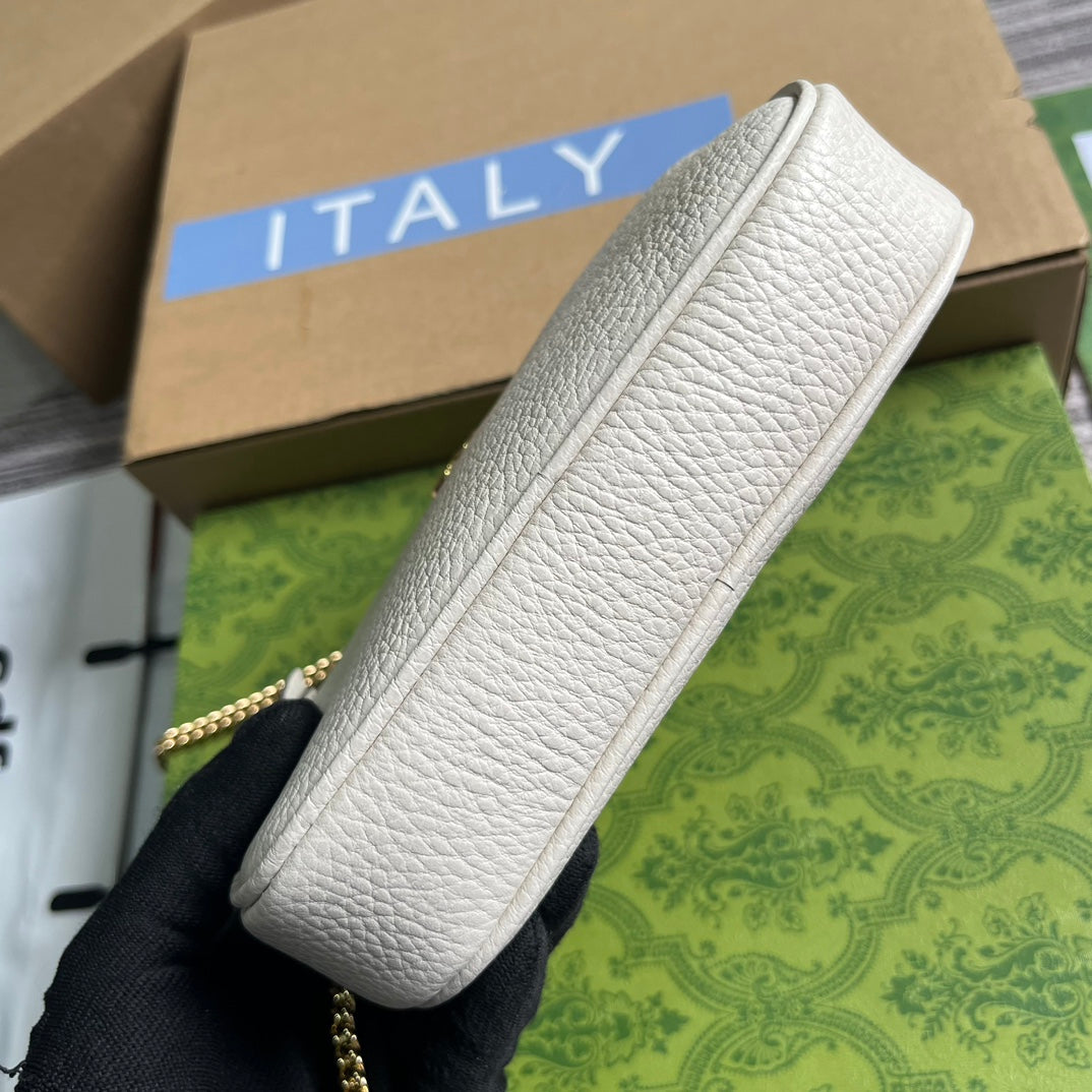 GUCCI MARMONT MINI 18 BAG IN WHITE CALFSKIN