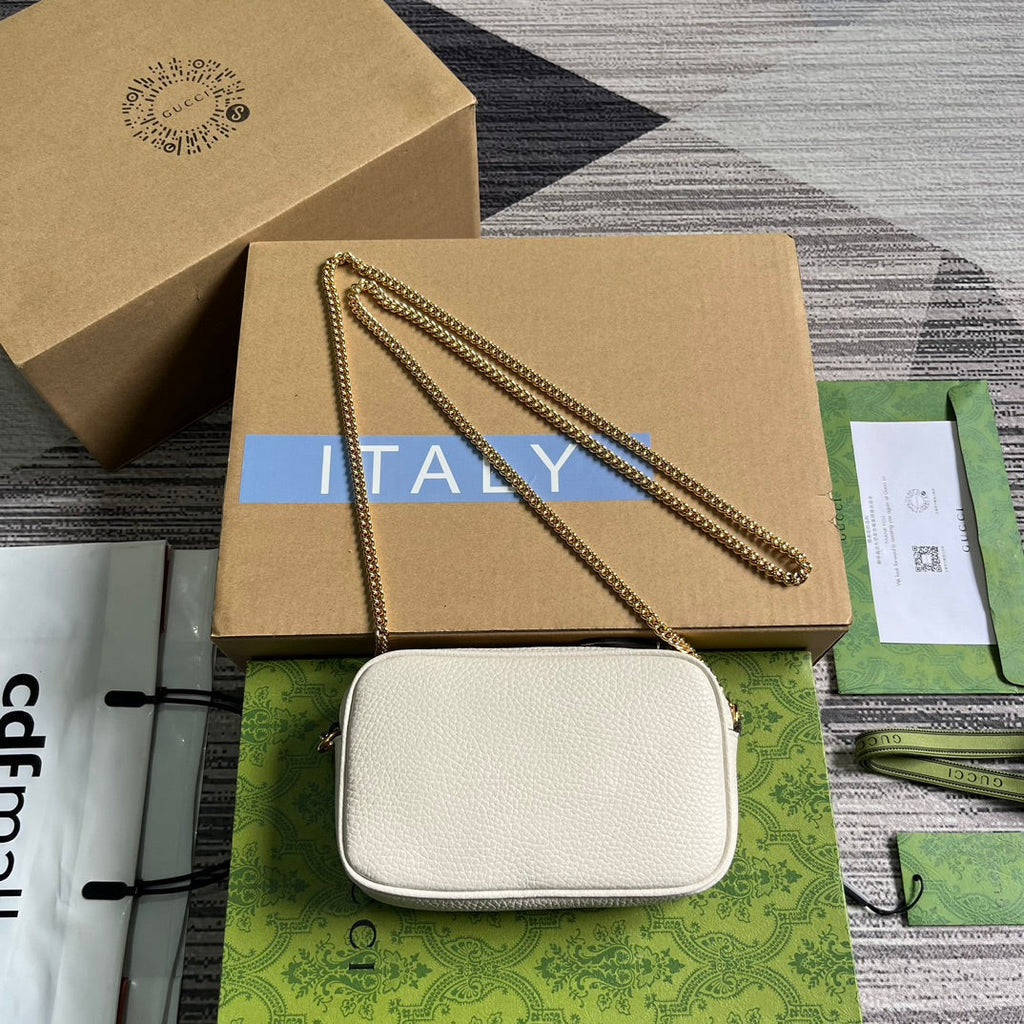 GUCCI MARMONT MINI 18 BAG IN WHITE CALFSKIN