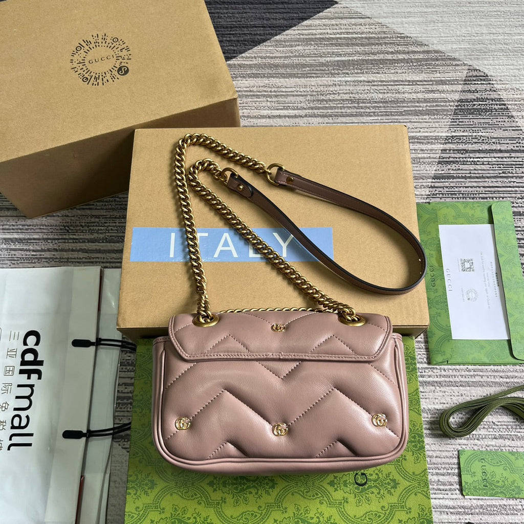 GUCCI MARMONT SMALL 22 BAG IN HOT PINK LAMBSKIN