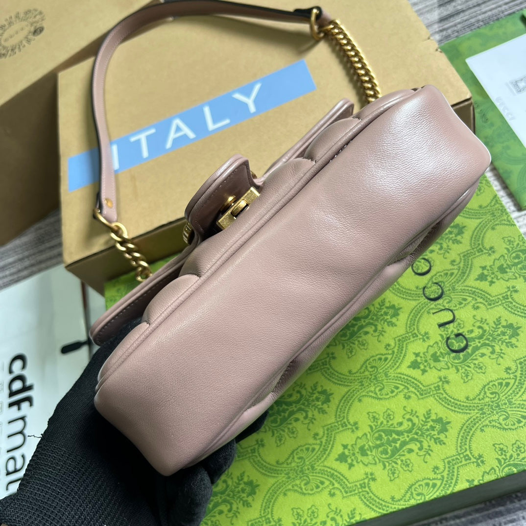 GUCCI MARMONT SMALL 22 BAG IN HOT PINK LAMBSKIN