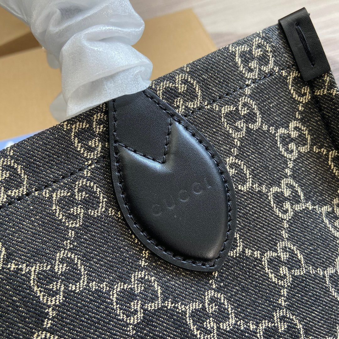 GUCCI OPHIDIA  27 MEDIUM TOTE BAG BLACK DENIM