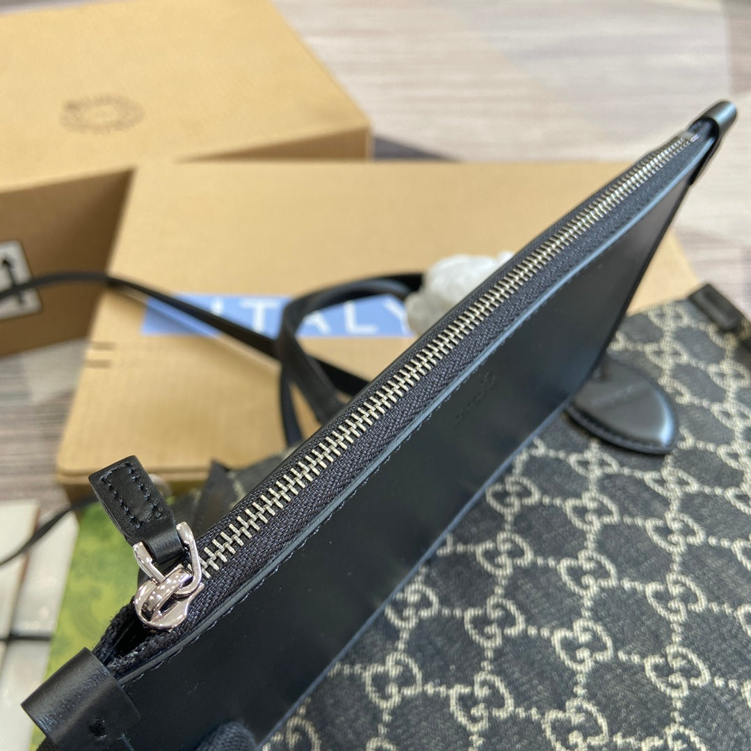GUCCI OPHIDIA  27 MEDIUM TOTE BAG BLACK DENIM