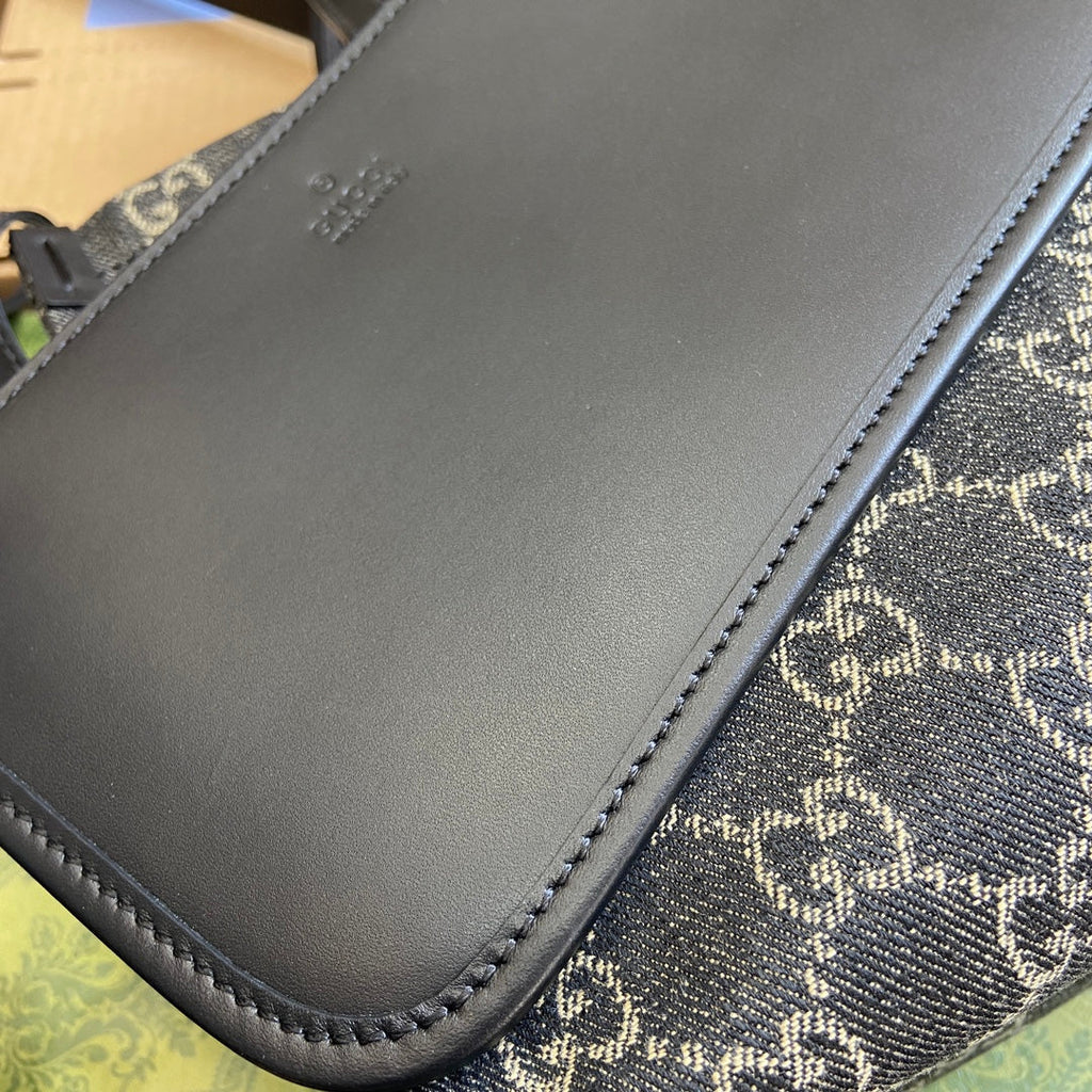 GUCCI OPHIDIA  27 MEDIUM TOTE BAG BLACK DENIM