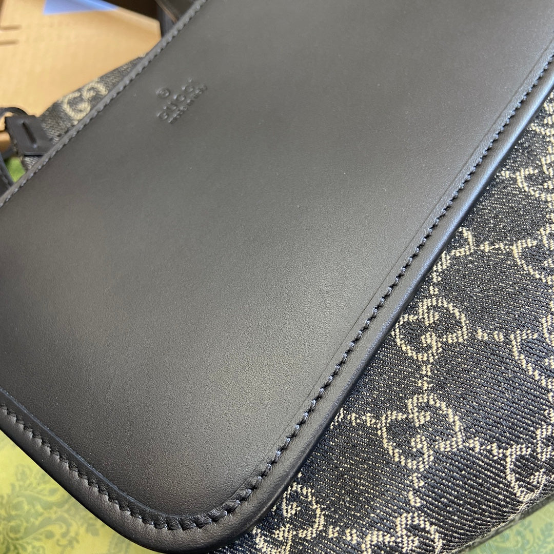 GUCCI OPHIDIA  27 MEDIUM TOTE BAG BLACK DENIM