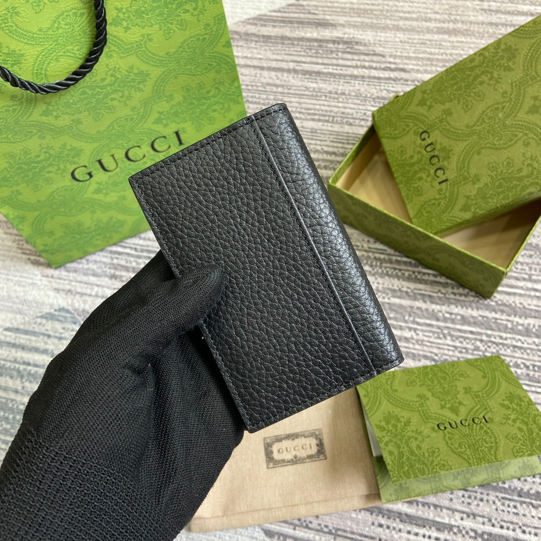 GUCCI LONG CARD HOLDER 12 IN BLACK CALFSKIN