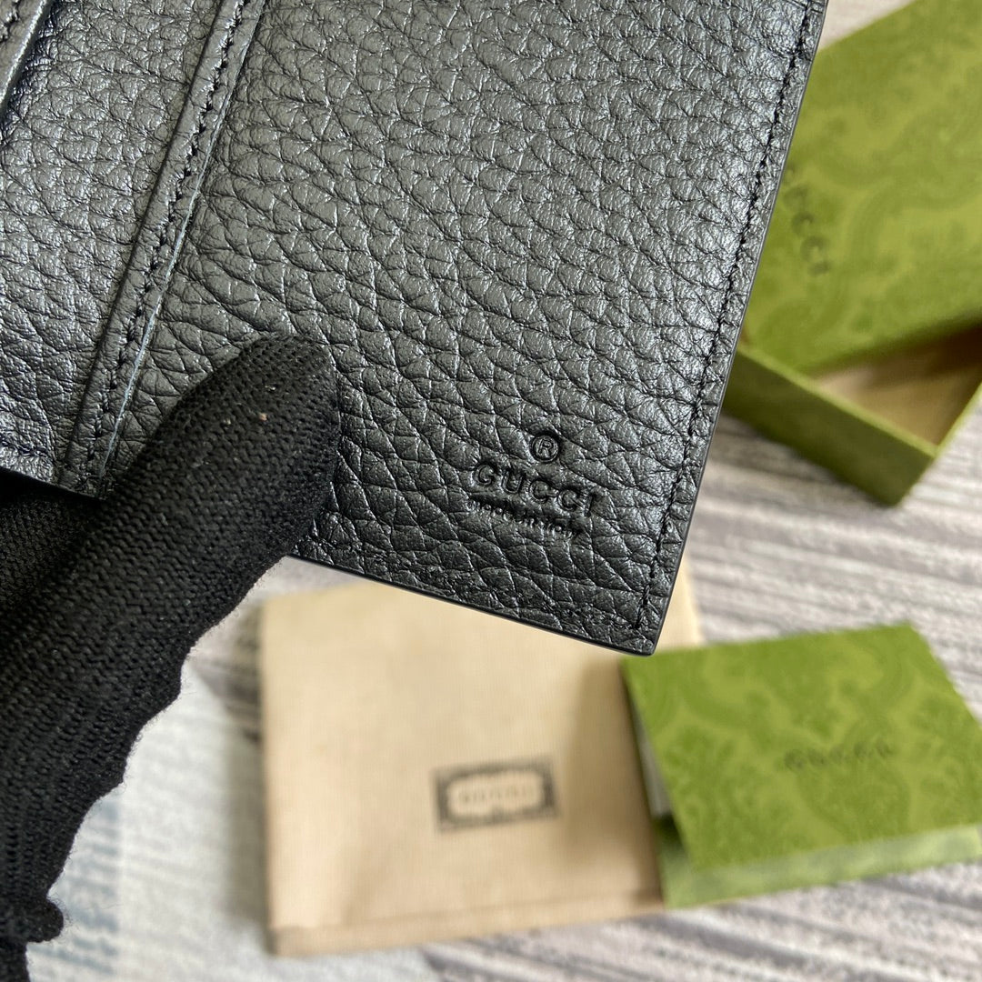 GUCCI LONG CARD HOLDER 12 IN BLACK CALFSKIN