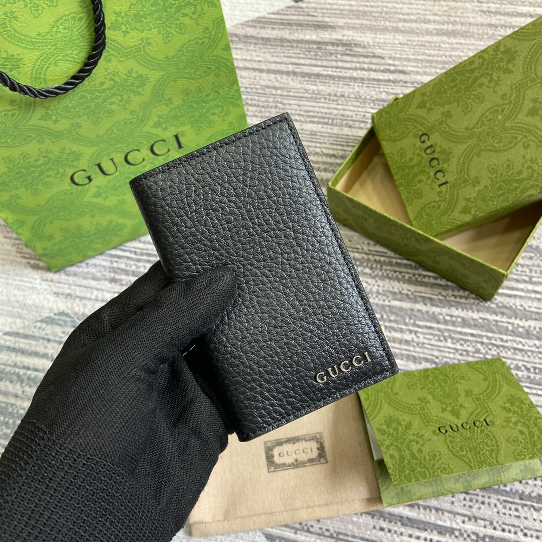 GUCCI LONG CARD HOLDER 12 IN BLACK CALFSKIN