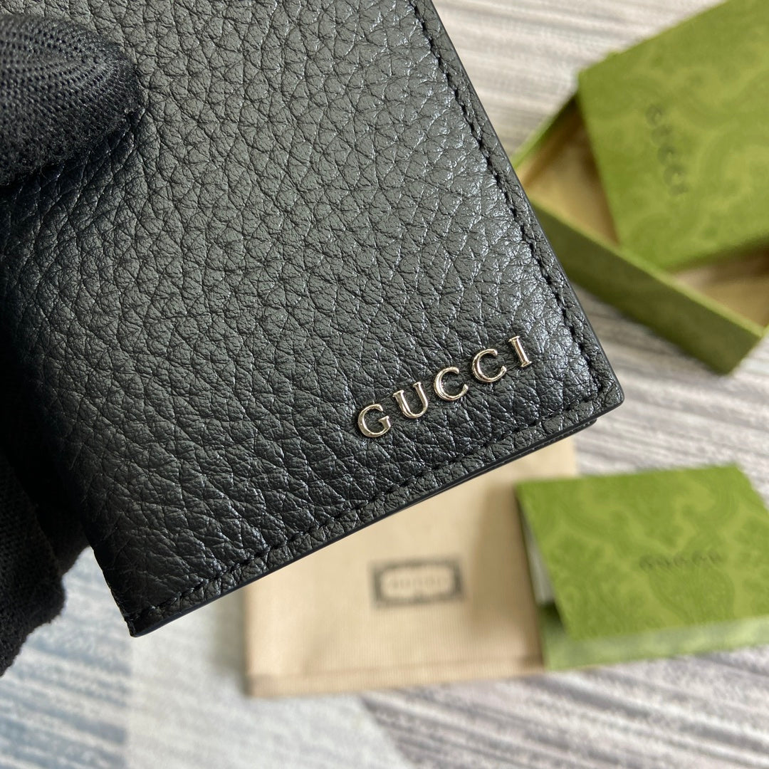 GUCCI LONG CARD HOLDER 12 IN BLACK CALFSKIN
