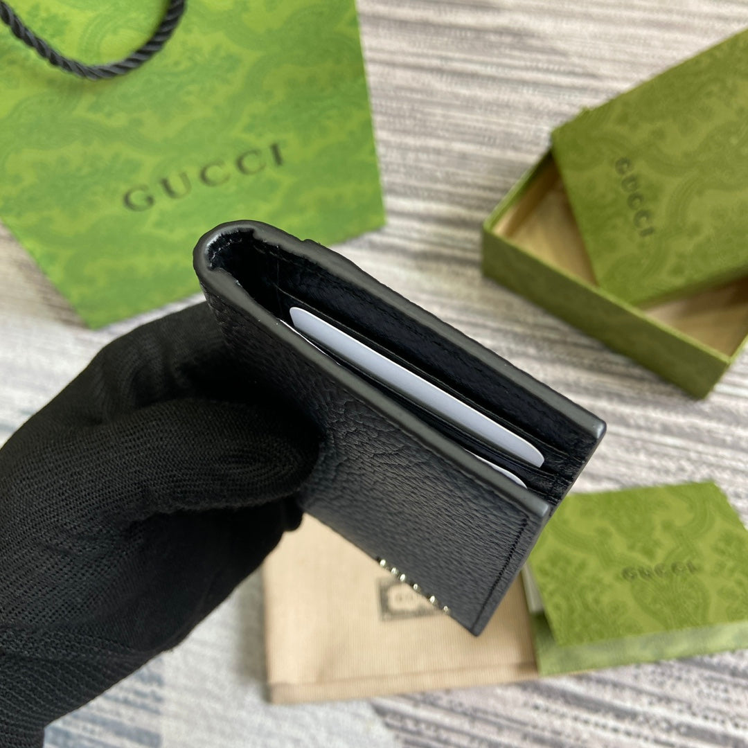 GUCCI LONG CARD HOLDER 12 IN BLACK CALFSKIN
