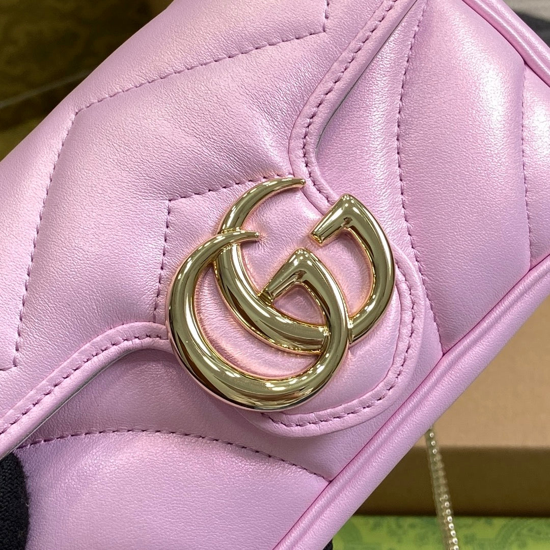 GUCCI MARMONT 16 MINI SHOULDER BAG LIGHT PINK CALFSKIN