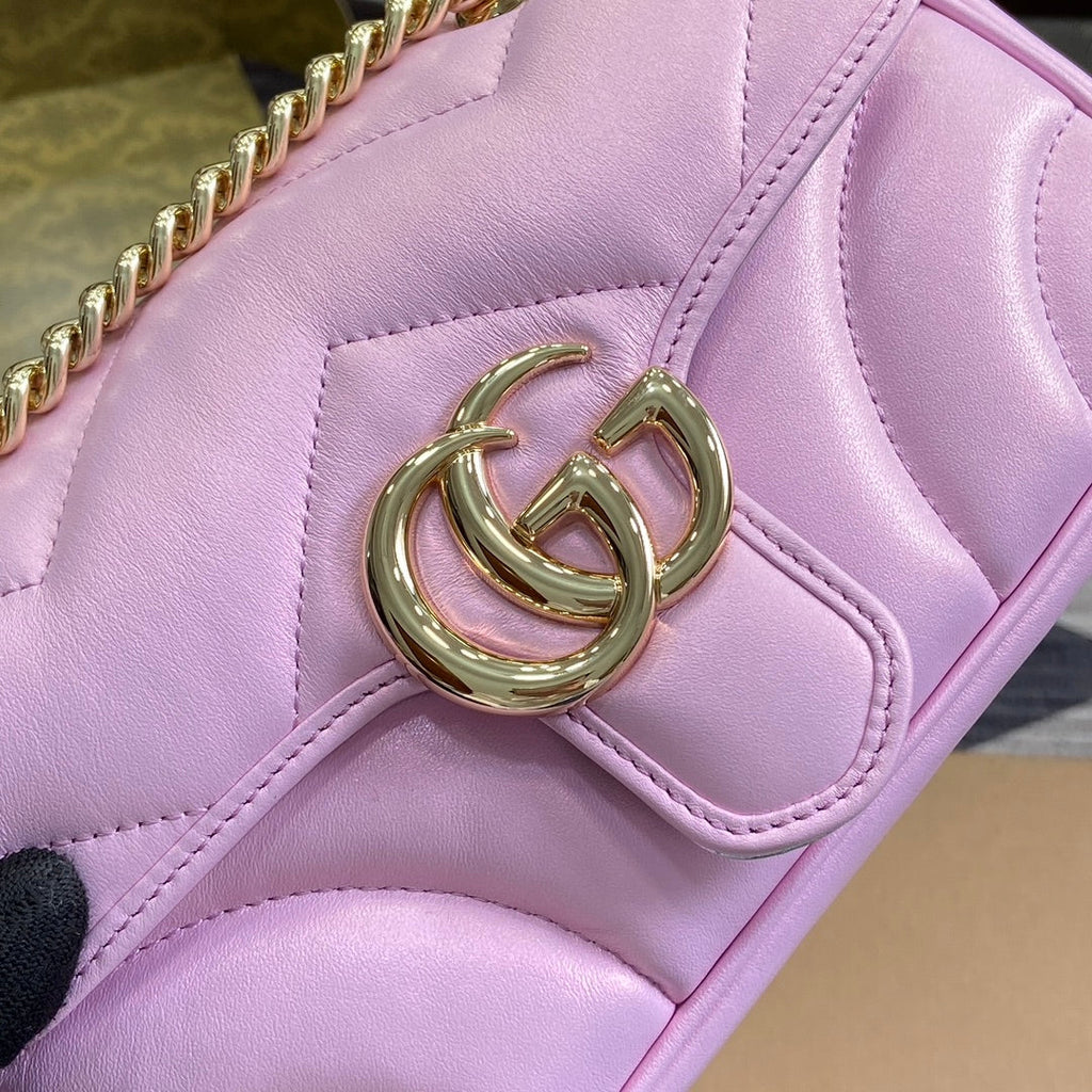 GUCCI MARMONT 23 SMALL SHOULDER BAG LIGHT PINK CALFSKIN
