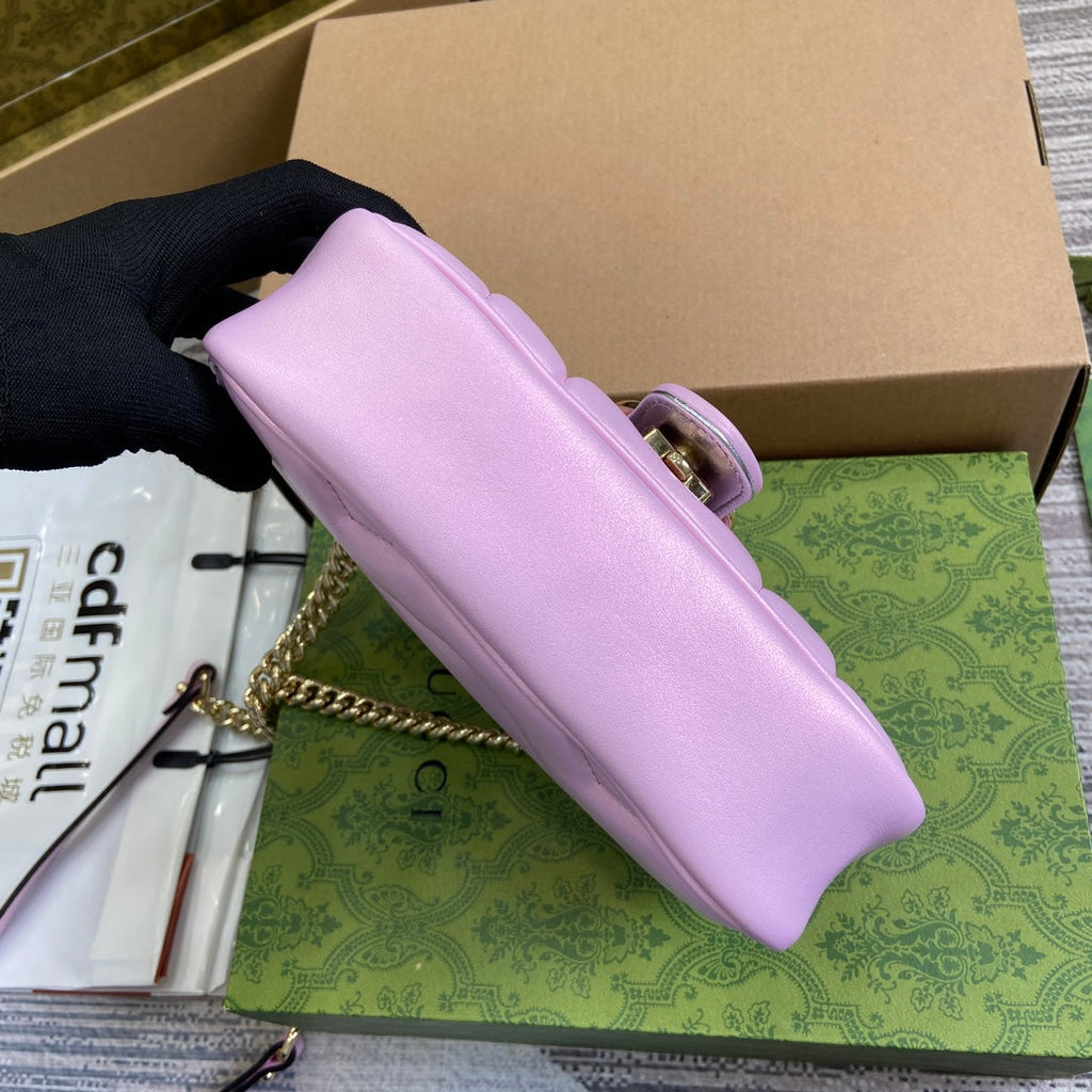 GUCCI MARMONT 23 SMALL SHOULDER BAG LIGHT PINK CALFSKIN