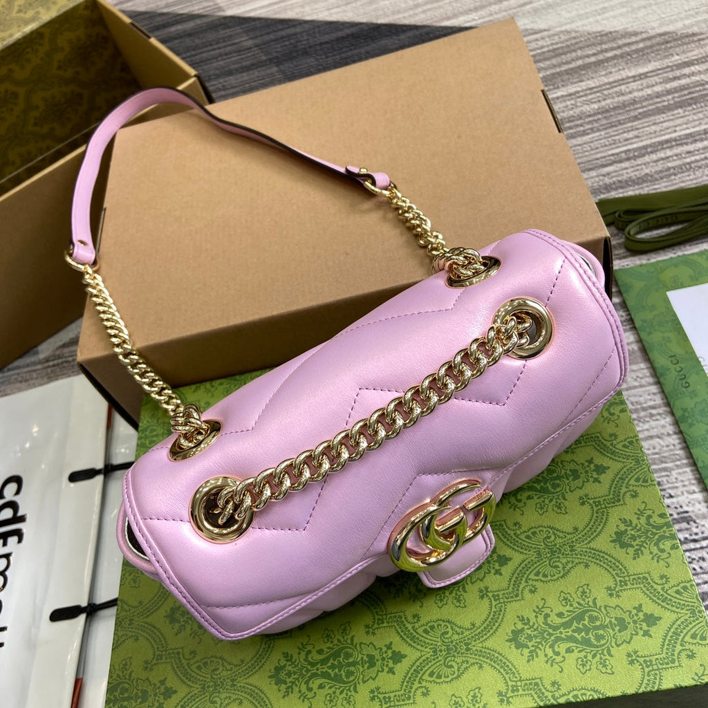 GUCCI MARMONT 23 SMALL SHOULDER BAG LIGHT PINK CALFSKIN