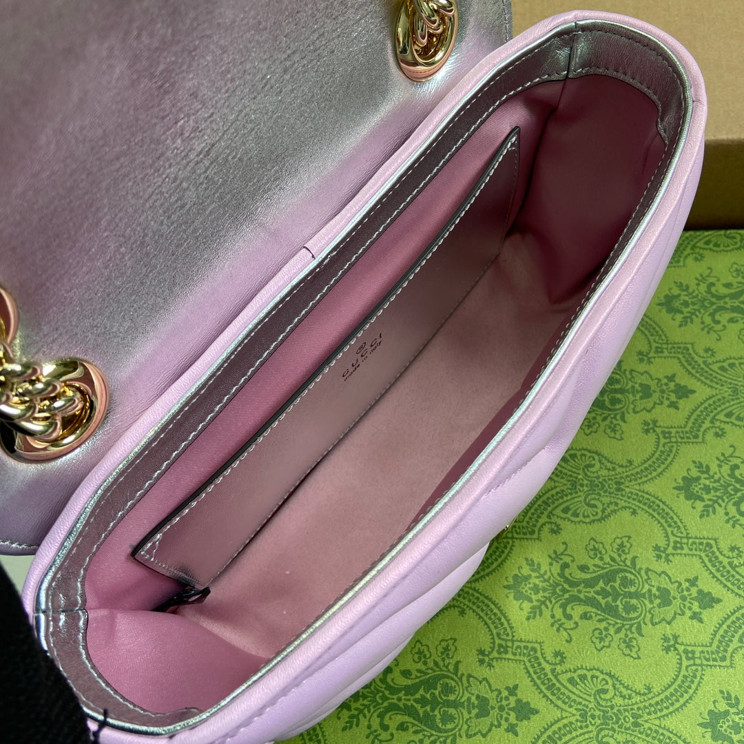 GUCCI MARMONT 23 SMALL SHOULDER BAG LIGHT PINK CALFSKIN