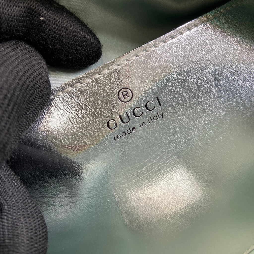 GUCCI MARMONT 24 SMALL MATELASSÉ SHOULDER BAG GREEN IRIDESCENT CALFSKIN