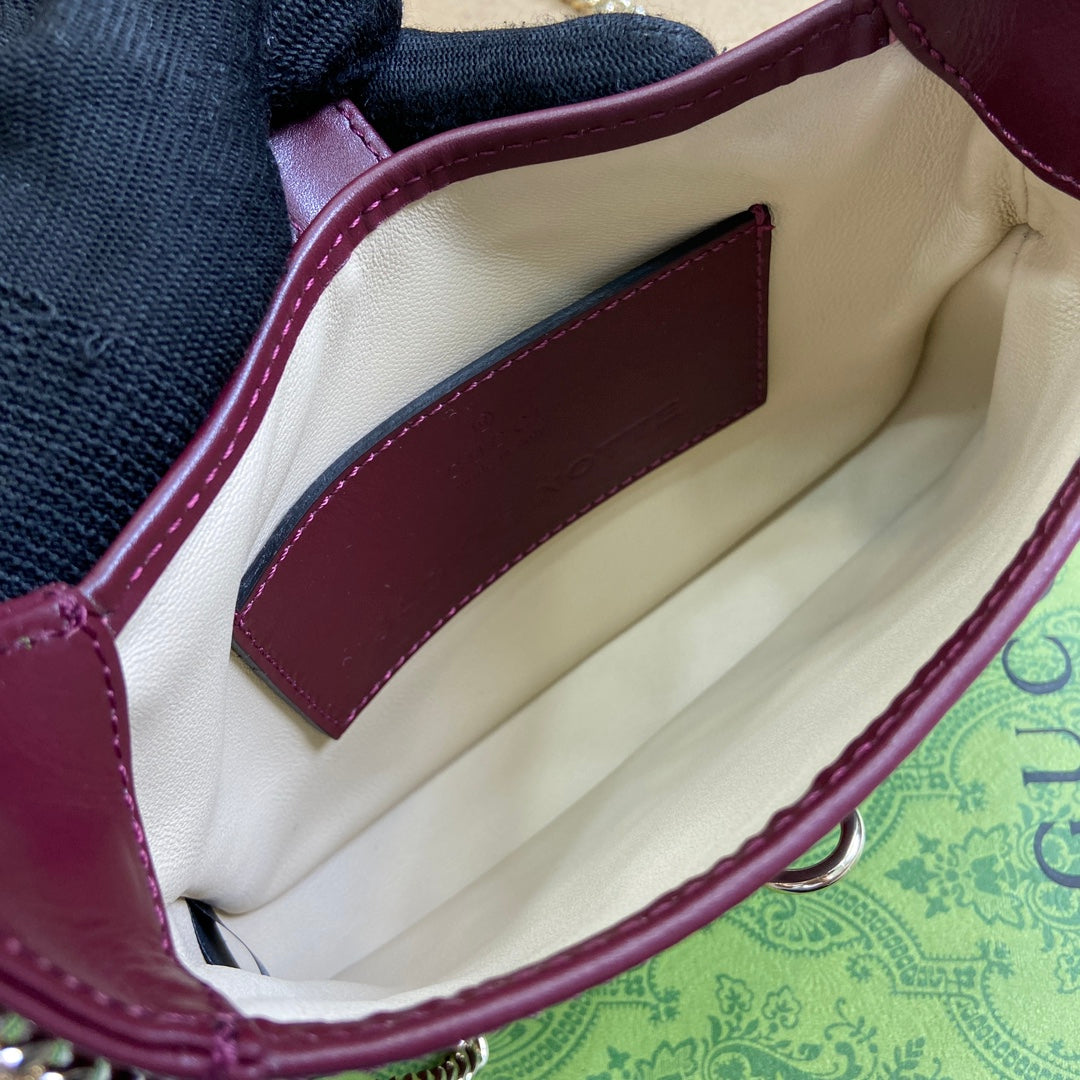 GUCCI JACKIE NOTTE MINI BAG 19 IN BURGUNDY RED CALFSKIN GOLD HARDWARE