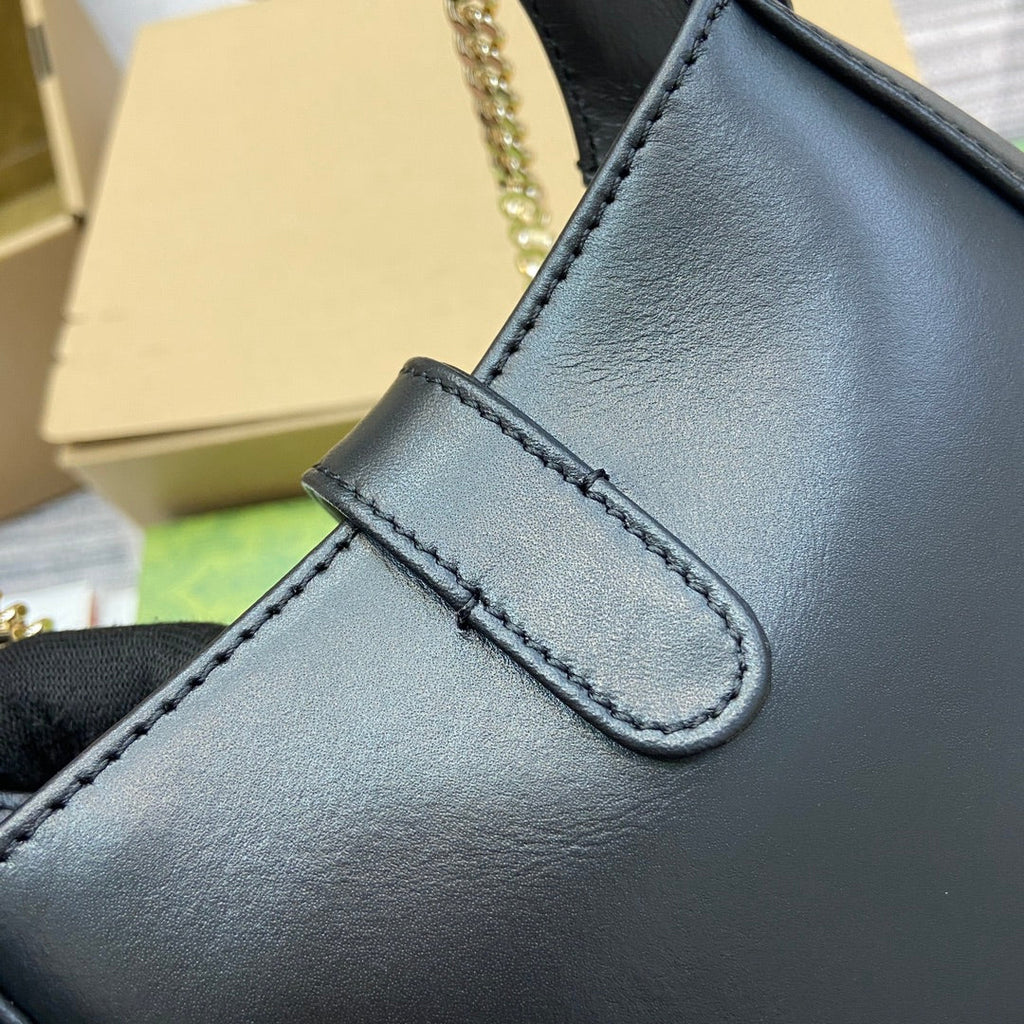 GUCCI JACKIE NOTTE MINI BAG 19 IN BLACK CALFSKIN GOLD HARDWARE