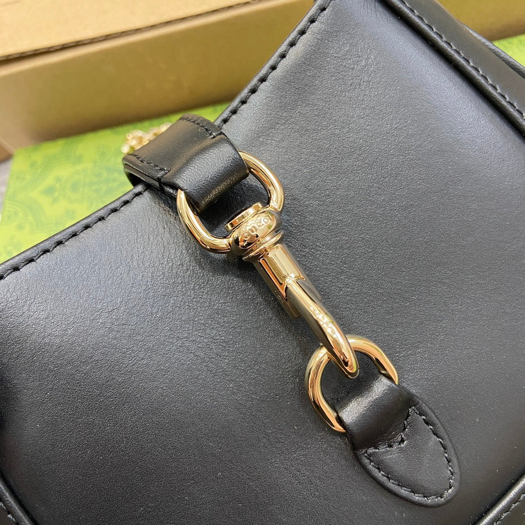 GUCCI JACKIE NOTTE MINI BAG 19 IN BLACK CALFSKIN GOLD HARDWARE