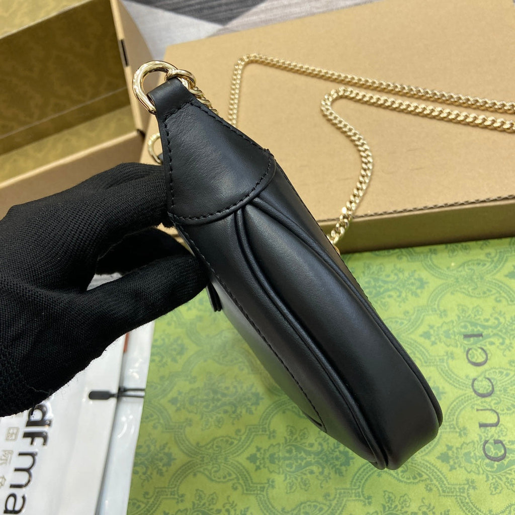 GUCCI JACKIE NOTTE MINI BAG 19 IN BLACK CALFSKIN GOLD HARDWARE