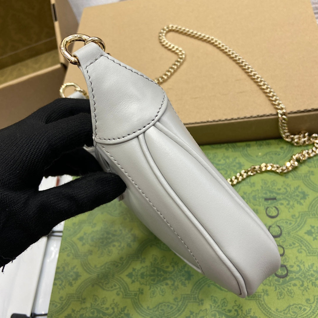 GUCCI JACKIE NOTTE MINI BAG 19 IN WHITE CALFSKIN GOLD HARDWARE