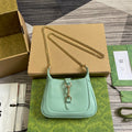 GUCCI JACKIE NOTTE MINI BAG 19 IN MINT GREEN CRACKED LACQUER CALFSKIN GOLD HARDWARE