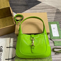 GUCCI JACKIE SMALL SHOULDER BAG 27 IN LIME GREEN CRACKED LACQUER CALFSKIN GOLD HARDWARE