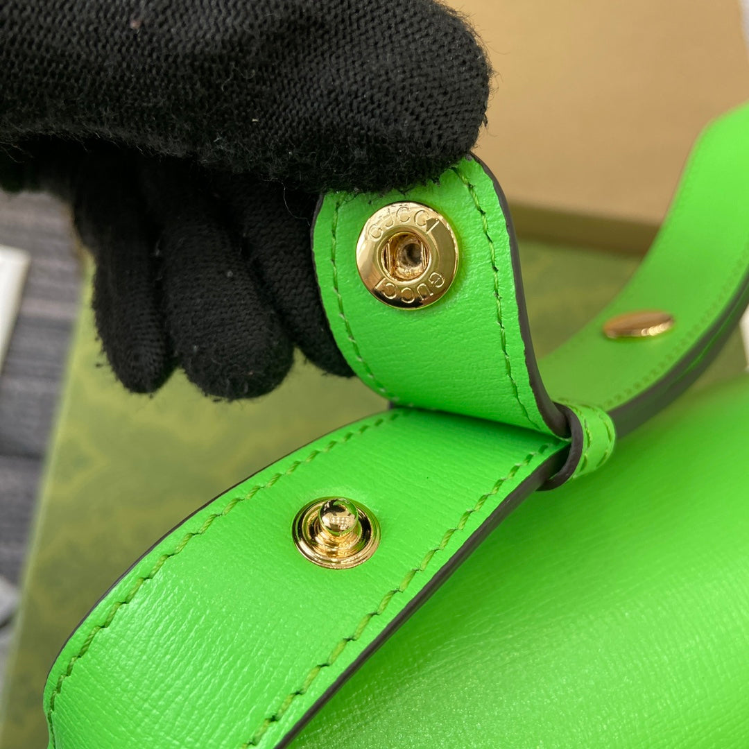GUCCI HORSEBIT 1955 SHOULDER BAG 25 IN THYME GREEN LAMBSKIN GOLD HARDWARE