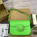 GUCCI HORSEBIT 1955 SHOULDER BAG 25 IN THYME GREEN LAMBSKIN GOLD HARDWARE