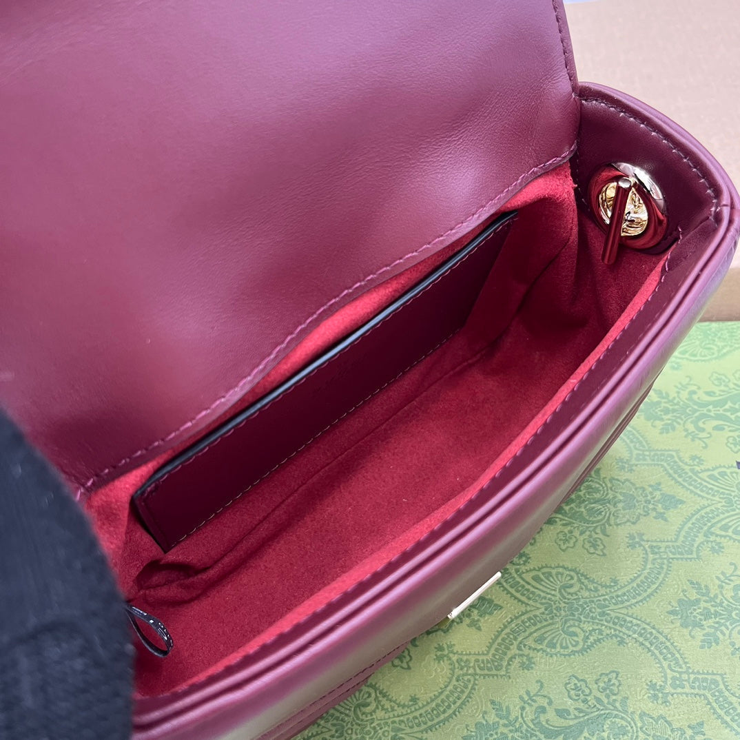 GUCCI MARMONT 13 MINI TOP HANDLE BAG ROSSO ANCORA RED CALFSKIN