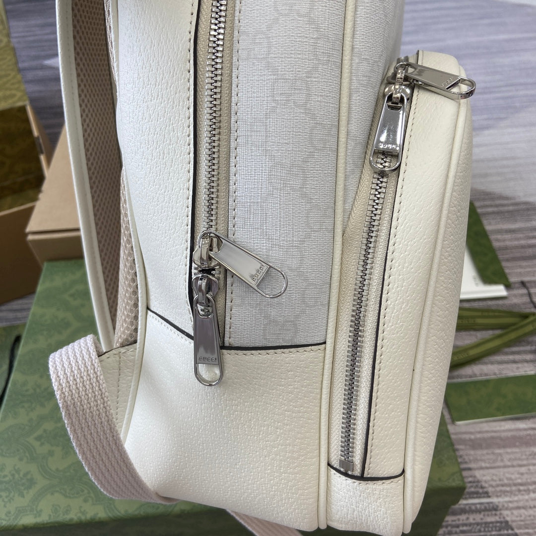 GUCCI MEDIUM 40  BACKPACK WITH TAG WHITE CALFSKIN AND CANVAS