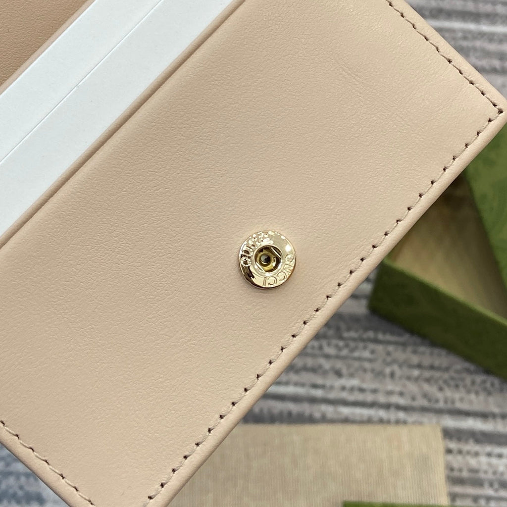 GUCCI MARMONT CARD CASE 11 IN BEIGE CALFSKIN