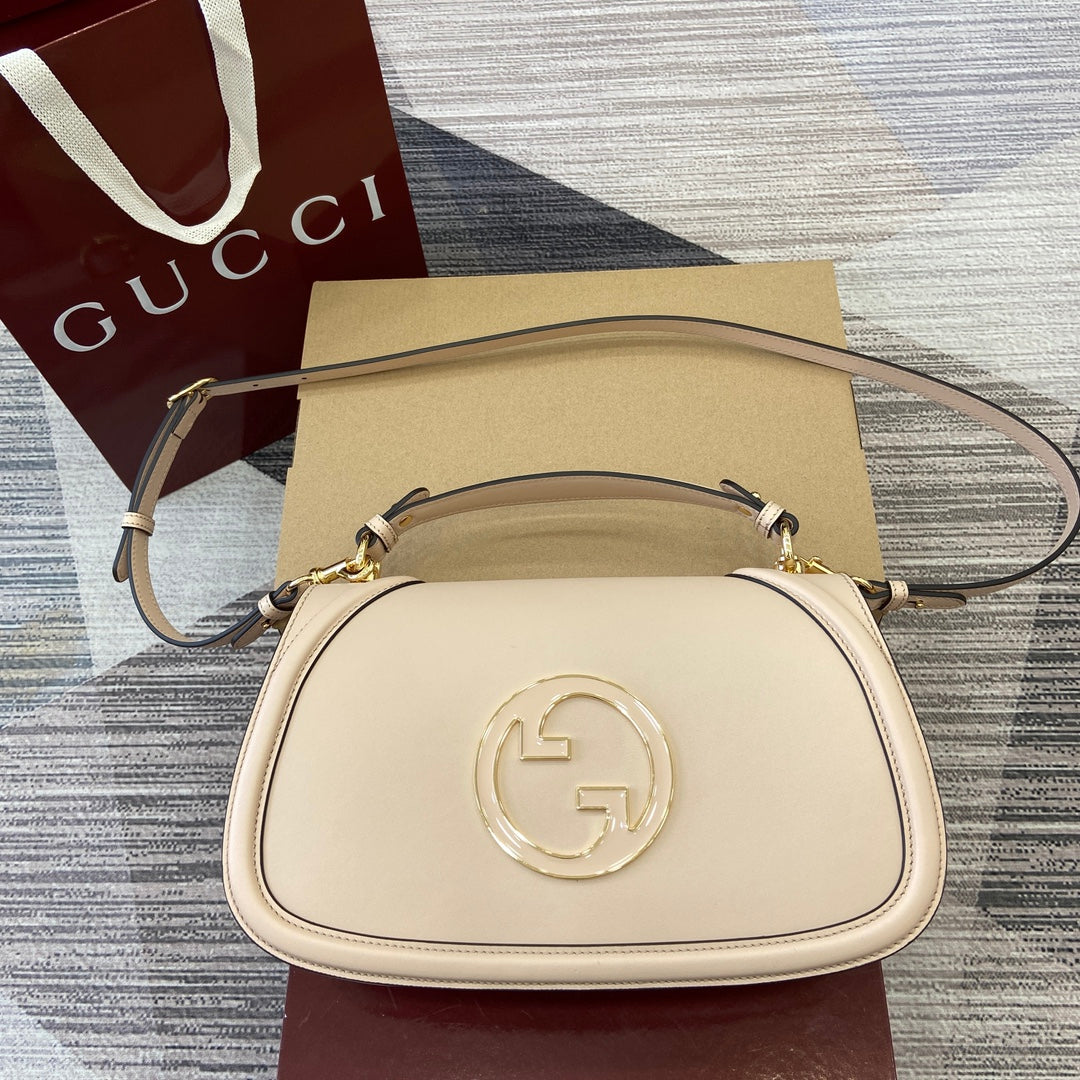 GUCCI BLONDIE MEDIUM SHOULDER BAG 32 IN BEIGE CALFSKIN GOLD HARDWARE