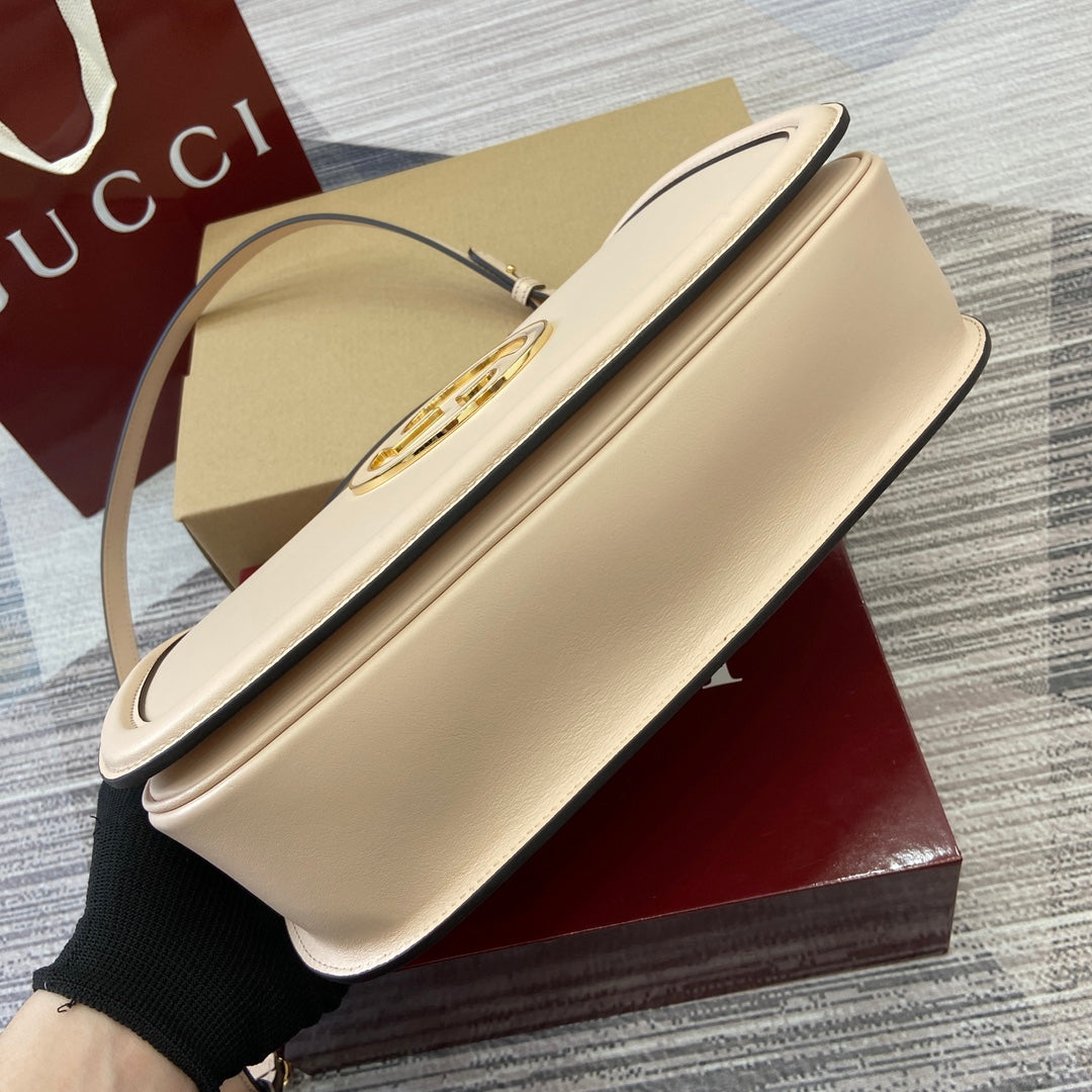 GUCCI BLONDIE MEDIUM SHOULDER BAG 32 IN BEIGE CALFSKIN GOLD HARDWARE
