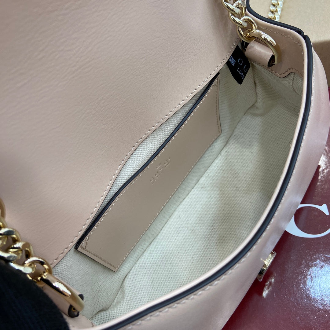 GUCCI BLONDIE MINI SHOULDER BAG 21 IN BEIGE CALFSKIN GOLD HARDWARE