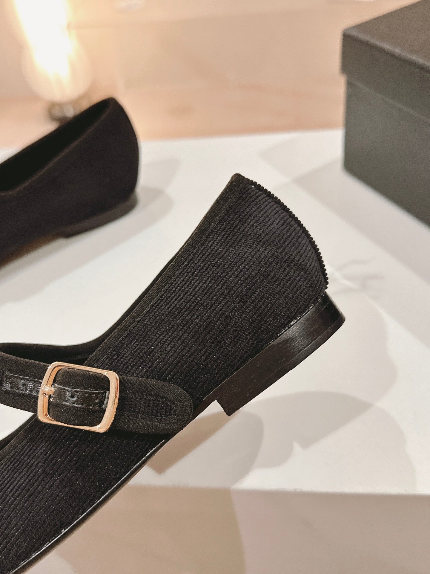 CHANEL mary jane flat black corduroy
