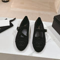 CHANEL mary jane flat black corduroy