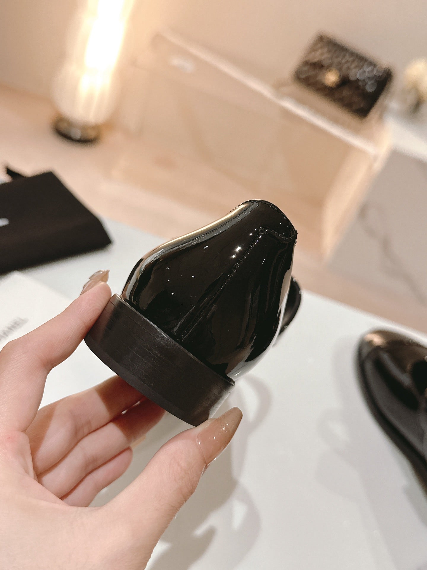 CHANEL mary jane flat black patent calfskin