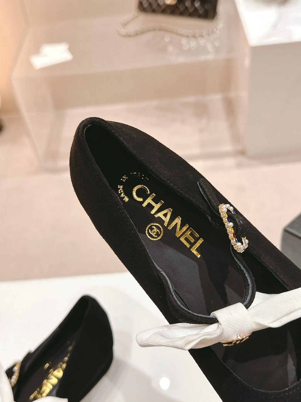 CHANEL MARY JANE SHOES BLACK CALFSKIN